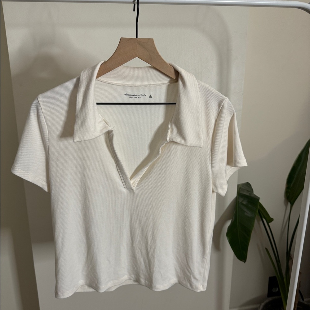 Abercrombie & Fitch Ribbed Cropped Polo Knit